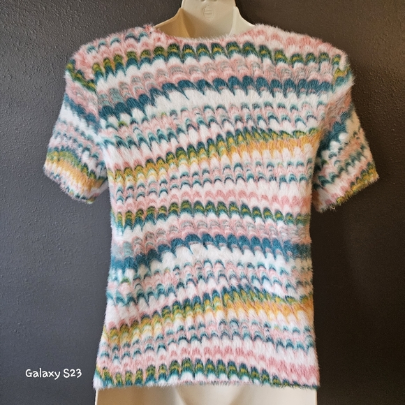 Anthropologie Multi-colored Swirl Pattern Super Soft and Fuzzy Sweater top - Picture 5 of 7